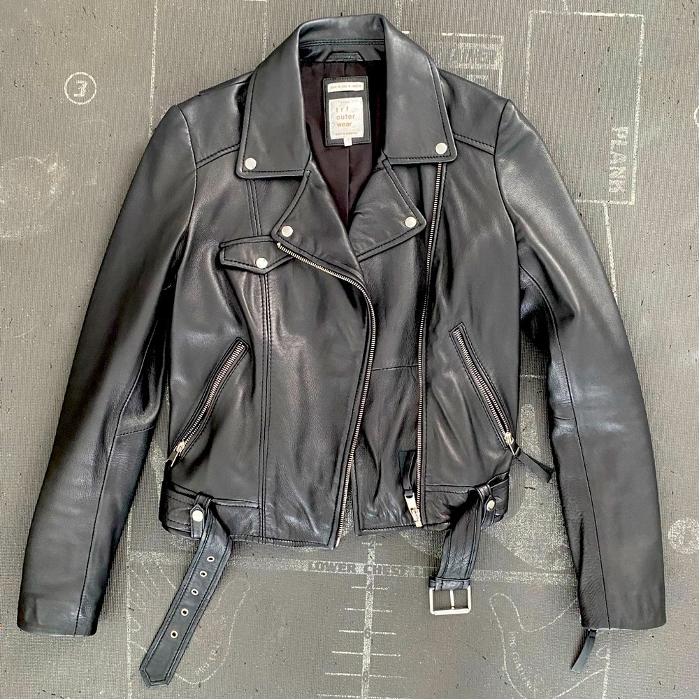 Zara TRF genuine leather motorcycle jacket